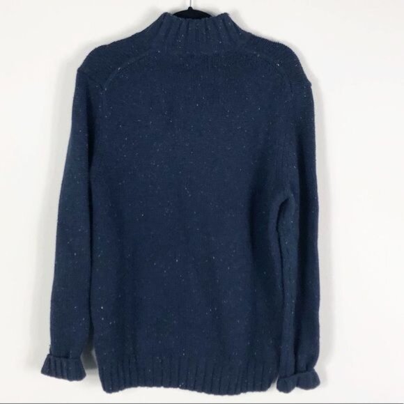 Nautica Navy Cowl Neck Sweater Marble Knit 4-Button Size Medium - Picture 3 of 9